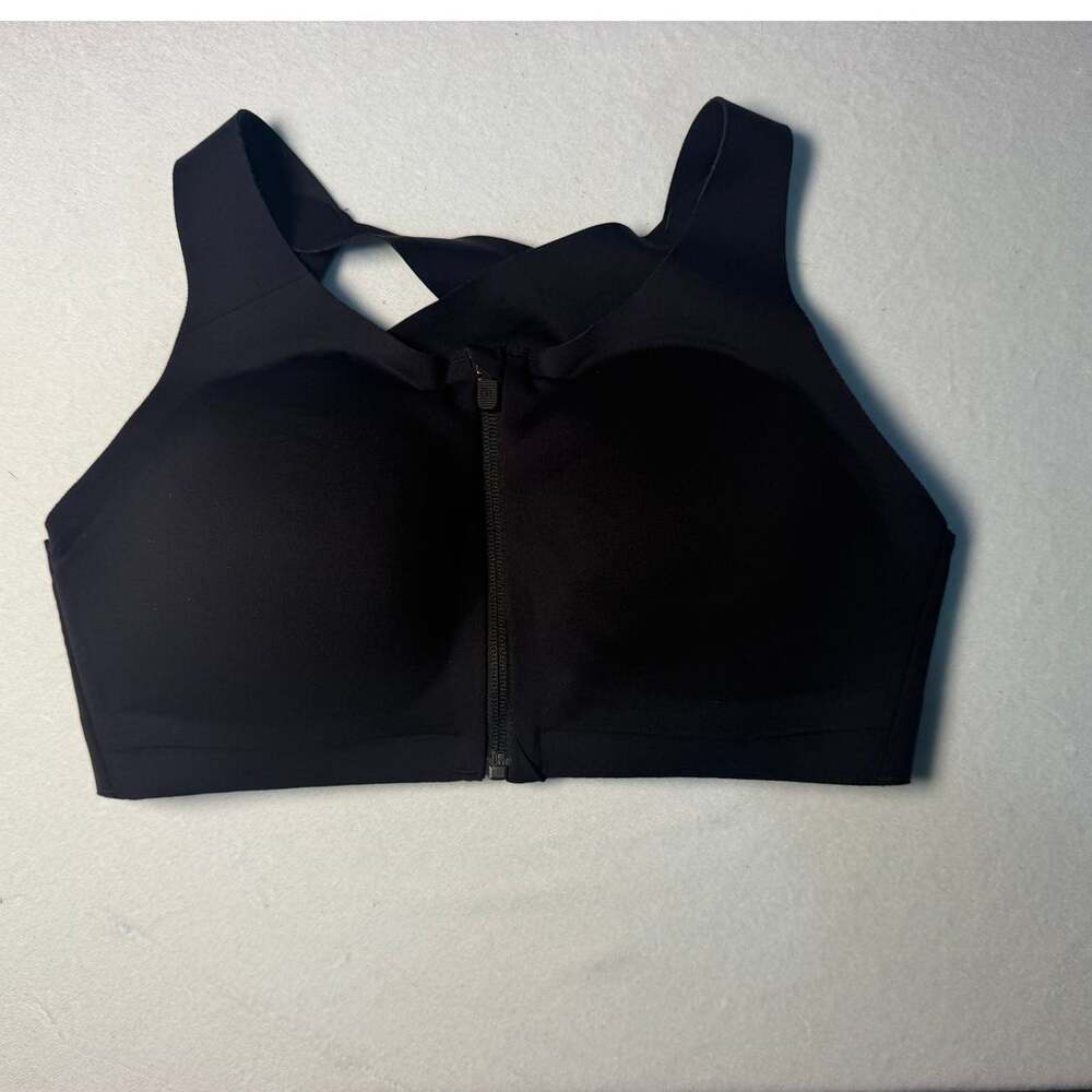 Lululemon Bra Womens 36D Black Enlite Weave Back High Support Running Sports Zip